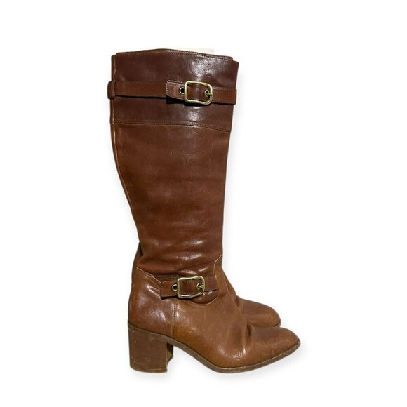 Coach Saxton Knee High Boots, Tan/Brown Leather, Size 6.5, Made in Italy - Picture 3 of 12